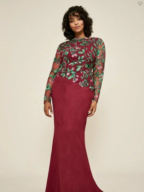 Tadashi Shoji Wine Floral Crepe Gown 2X (18Q) – NWT – Lightweight & Elegant - Picture 3 of 9